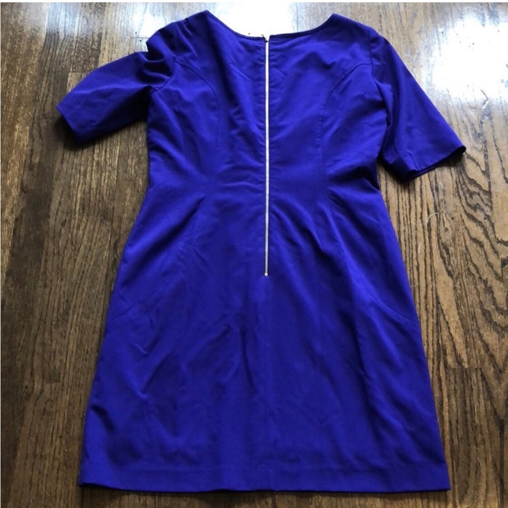 NWOT Tahari ASL Royal Blue Purple Crew Neck Daisy Dress Size 12 - Picture 7 of 9